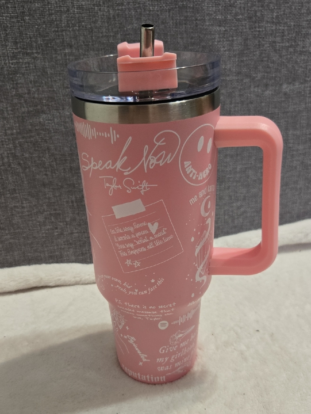 NWOT Pink Taylor Swift 1989 Lyric Tumbler - Picture 3 of 3